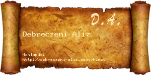 Debreczeni Aliz névjegykártya